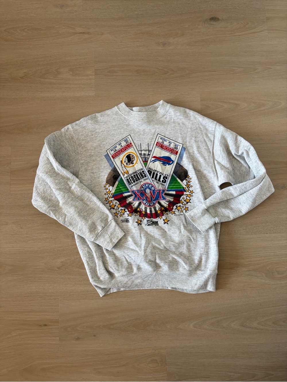 Vintage Grey Graphic Football Crewneck Sweater Size L